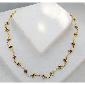 NY and Co Gold-Tone Wavy Necklace with Ball Bead Accents Segmented